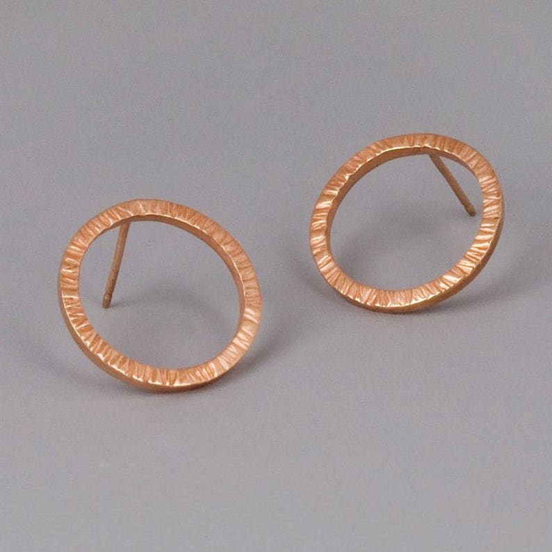 Open Circle Earrings, Black Silver Earrings, Oxidized Silver Earrings, Circle Stud Earrings, Hoops Stud Earrings, Gold, Rose Gold, Boho Stud image 7