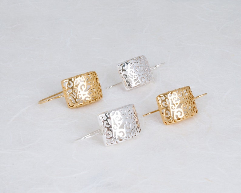 Gold Filigree Earrings Large Earrings Simple Victorian Etsy Canada