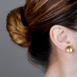 Large Stud Earrings, Square Earrings, Rose Gold Stud Earring, Geometric Earrings, Delicate Studs, Sterling Silver, Gold, 14K Rose Gold Stud image 5