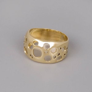 14k Goldring, Goldring, Gelbgold Ring, Moderne Ring, Einzigartige Ring, Kreis Ring, Einzigartige Gold Ring, Geometrischer Ring