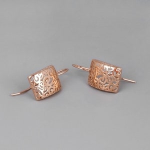 Rose Gold Earrings, Spanish Earrings, Women Earrings, Filigree Earrings, Dangling Earings, Delicate Lace Earrings, Gold, Sterling Silver image 4