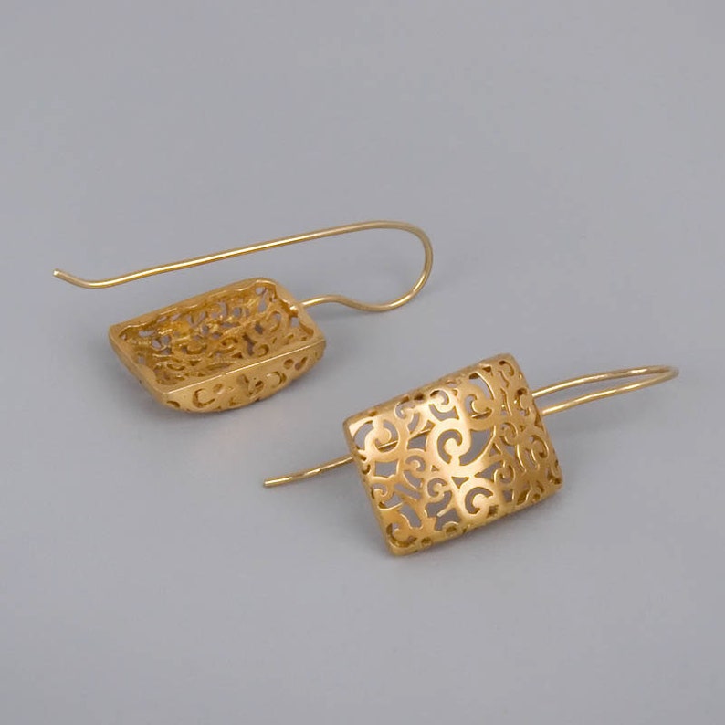 Gold Filigree Earrings Large Earrings Simple Victorian Etsy Canada