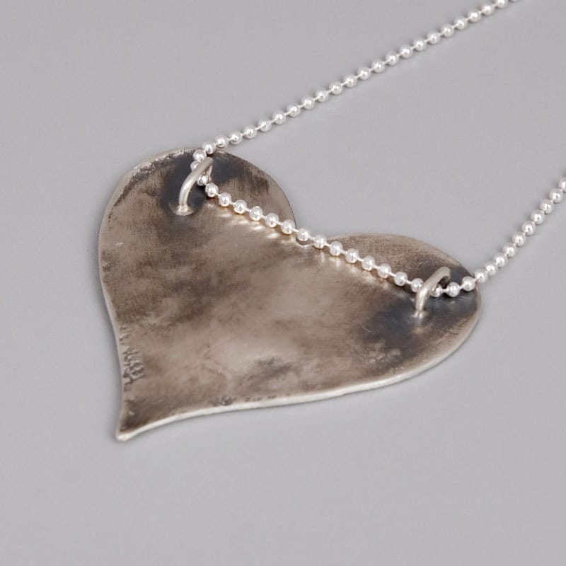 Large Heart Pendant Necklace, Sterling Silver Heart Necklace