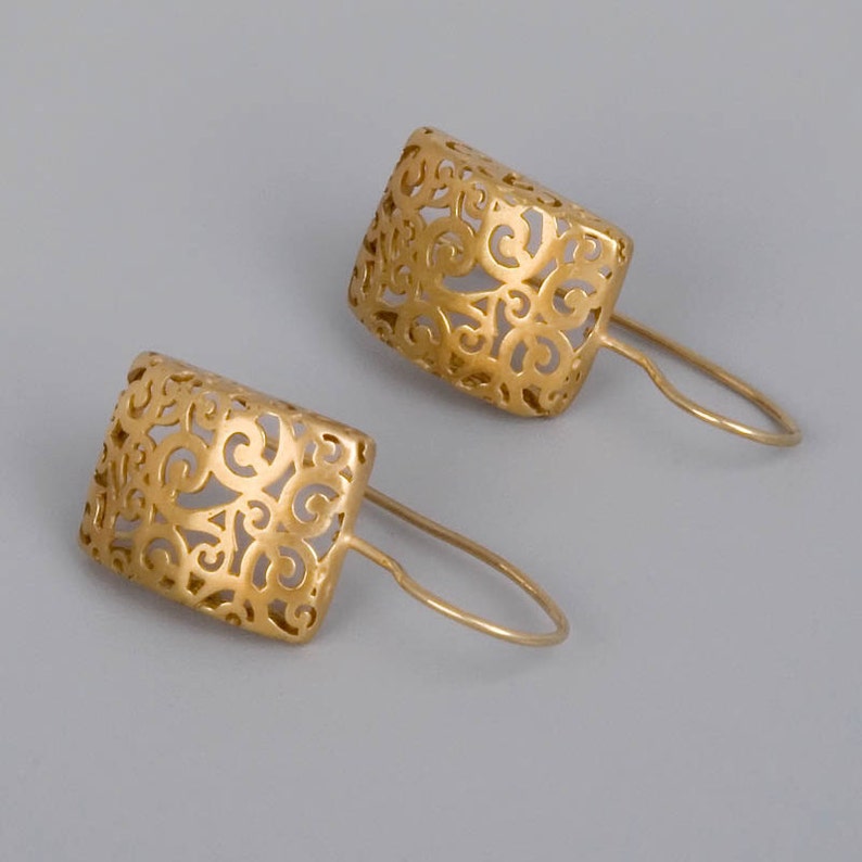 Gold Filigree Earrings Large Earrings Simple Victorian Etsy Canada