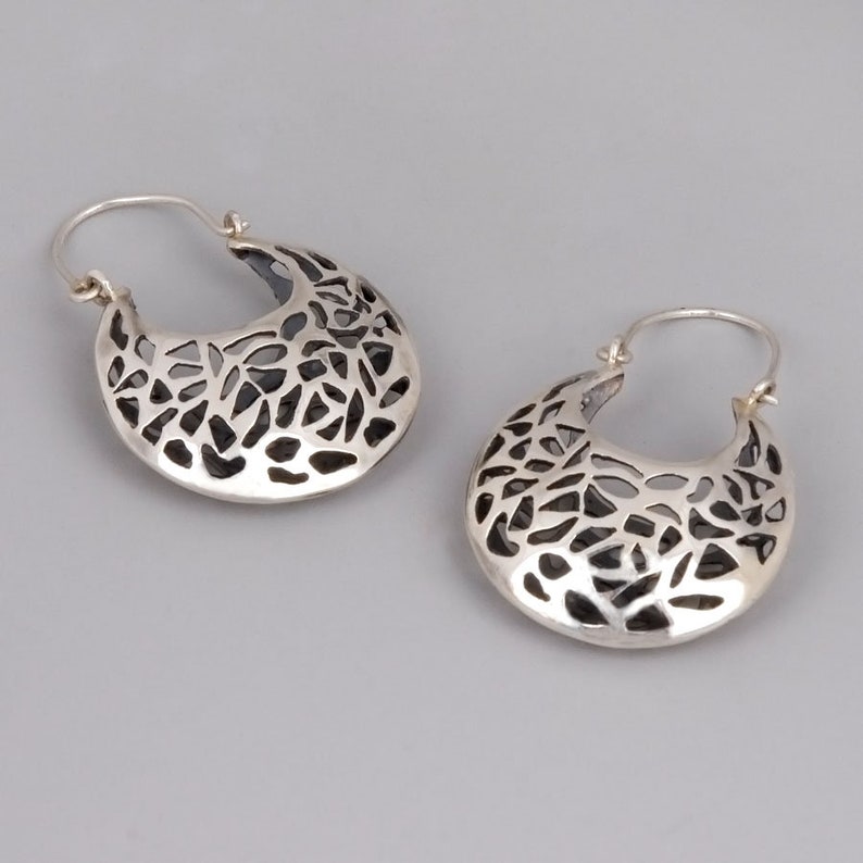 Sterling Silver Filigree Earrings, Moroccan Earrings, Boho Earrings, Geometric Earring, Silver Lace Earring, Gold, Rose Gold, 14K White Gold image 6
