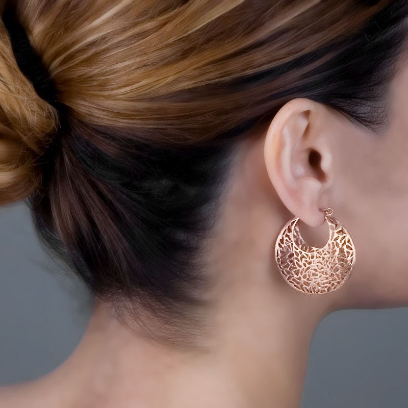 Rose gold filigree earrings discount