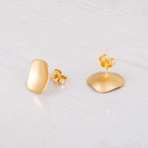 Large Stud Earrings, Square Earrings, Rose Gold Stud Earring, Geometric Earrings, Delicate Studs, Sterling Silver, Gold, 14K Rose Gold Stud image 6