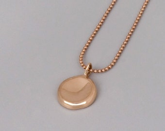 14k Rose Gold Pebble Necklace, Solid Gold Necklace, Red Gold Jewelry, Coin Necklace, Layered Necklace, 14K Gold Necklace, 14K White Gold