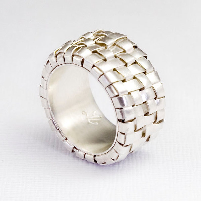 Chunky Sterling Silver Ring Wide Ring Mens Silver Ring Etsy