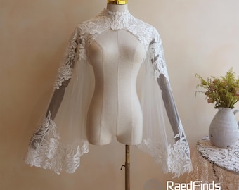 Shiny Bridal Flutter Sleeve Lace Topper, Detachable Cape Sleeves With Sequin, Wedding Shawl Sleeves, Detachable Sleeves, Bridal Cape Sleeves