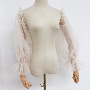 Elegant Bridal Ruffled Long Sleeves,Adjustable Soft Tulle Bridal Sleeves,Champagne Elastic Wedding Dress Sleeves,Wedding Sleeves,Bespoke