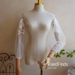 Mangas de renda para casamento, mangas separadas com ombros de fora, acessório para casamento, mangas removíveis, mangas bufantes