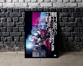 Cyberpunk Mecha Poster | Futuristic Robot Wall Art | Sci Fi Anime Print | Mech Soldier Art | Gaming Room Decor