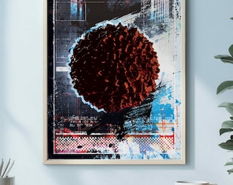 A3 Cyberpunk Abstract Wall Art Print | Glitch Art Poster | Futuristic Digital Artwork | Modern Industrial Home Decor