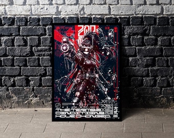 Cyberpunk Female Warrior Poster | Futuristic Cyborg Wall Art | Sci Fi Anime Print | Cyberpunk Assassin | Gaming Room Decor