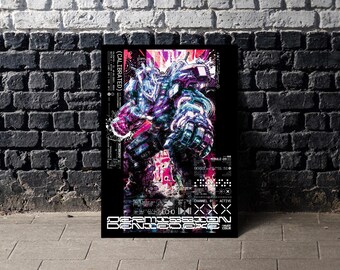Cyberpunk Cyborg Poster | Futuristic Soldier Wall Art | Sci Fi Anime Print | Armoured Warrior | Gaming Room Decor