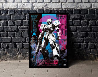 Battle Droid Poster | Futuristic Robot Wall Art | Cyberpunk Mecha Print | Sci Fi Anime Art | Gaming Room Decor