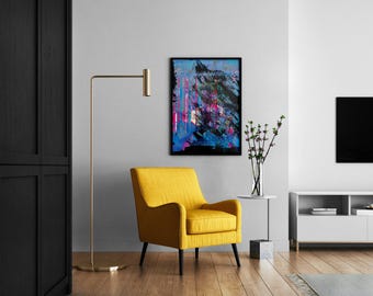 Cyberpunk Inspired Abstract Artwork, Glitch Art, Futuristic Aesthetics, Neon Colors, Tech-Inspired Decor A3 Poster