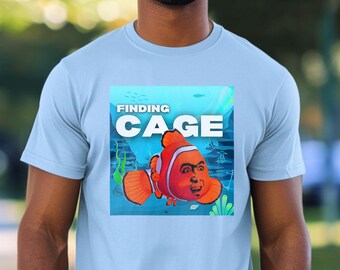 Finding Cage Shirt, Finding Nemo Mashup Tee, Disney Pixar Parody Tshirt, Underwater Adventure T-shirt, Hilarious Outfit, Cartoon Meme Wear