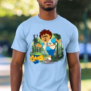 No Cage No Cartoon T-shirt, Go Diego Go Parody Shirt, Children Adventure Show Meme Tee, Nickelodeon Humor Wear, Nicolas Cage Comedy Tshirt