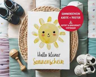 Karte zur Geburt Glückwunsch Willkommen Baby Karte für Baby genderneutral Karte wasserfarbe Postkarte Kindergeburtstag Aquarell Karte süß