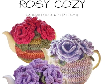 6 Cup Tea Cozy Pattern, Rose Tea Cozy Pattern, Crochet Tea Cozy Pattern, DIY Tea Cozy Pattern, PDF Tea Cozy Pattern