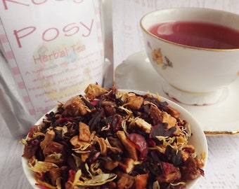 Rosy Posy Herbal Tea, Kids Herbal Tea, Herbal Tea, Loose Leaf Tea, Strawberry Lemon Herbal Tea, Caffeine Free Tea