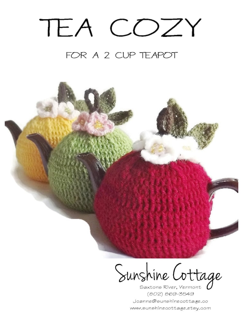 Pattern, Crochet Tea Cozy Pattern, 2 Cup Tea Cozy Pattern, Crochet Tea Cozy, PDF image 1