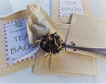 Paper, Drawstring , Single Use Tea Bags, Unbleached DIY Cotton Paper Tea Bags