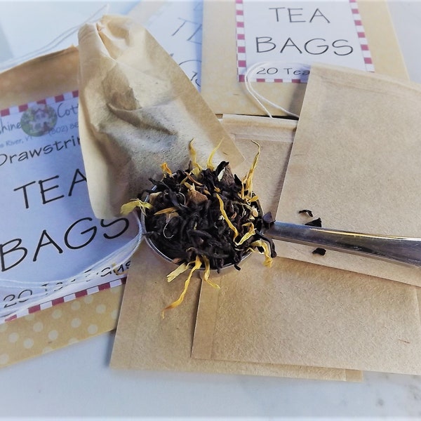 Paper, Drawstring , Single Use Tea Bags, Unbleached DIY Cotton Paper Tea Bags