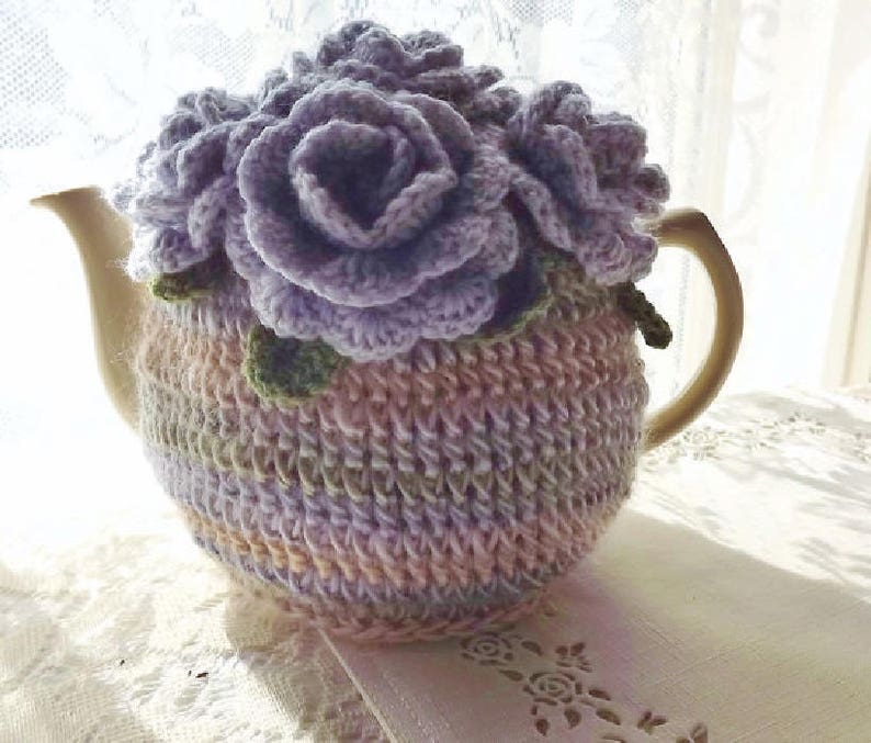 6 Cup Tea Cozy Pattern Rose Tea Cozy Pattern Crochet Tea Etsy