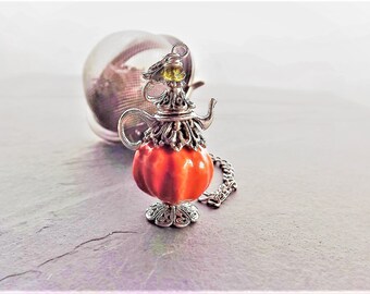 Ceramic Pumpkin Tea Charm, Pumpkin Tea Pot, Autumn Tea Charm