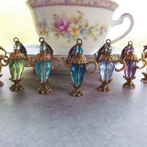 Teapot Charms, Crystal Teapot Charms, Tea Party Favors, Wedding Shower Favors