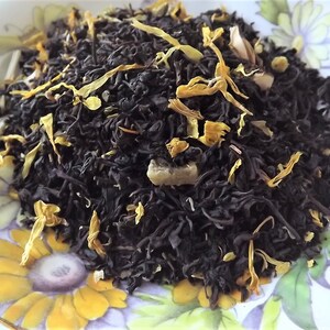 Té The Bee's Knees, hojas sueltas, té negro, té de miel, té de limón, té de fiesta en el jardín imagen 2