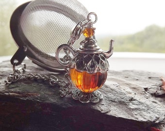 Acorn Tea Cup Charm with Tea Infuser, Tea Strainer, Loose Leaf Tea Accessory