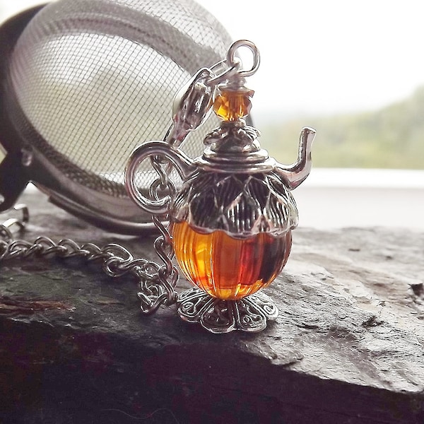 Acorn Tea Cup Charm with Tea Infuser, Tea Strainer, Loose Leaf Tea Accessory