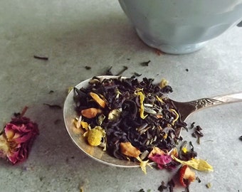 Cottage Garden Tea, Lavender, Rose, Honey and Mint, Black Loose Leaf Tea