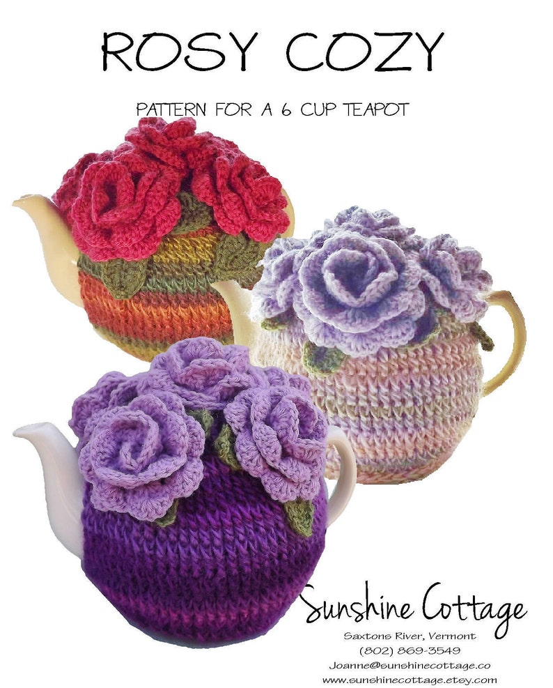 6 Cup Tea Cozy Pattern, Rose Tea Cozy Pattern, Crochet Tea Cozy Pattern, DIY Tea Cozy Pattern, PDF Tea Cozy Pattern image 1