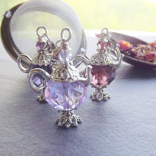 Crystal Tea Pot Charms, Tea Cup Charms, Party Favors