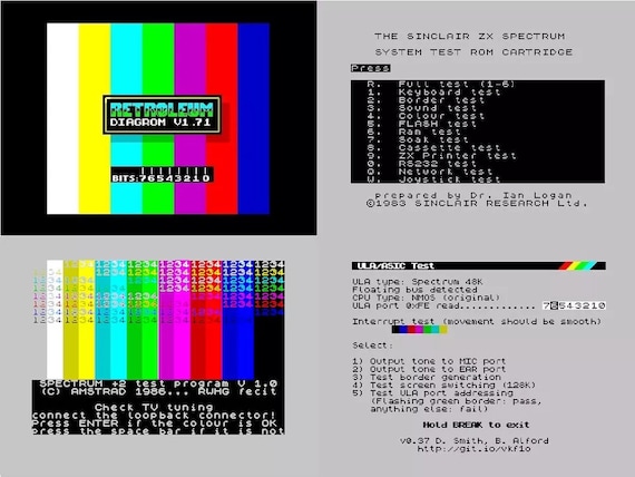 ZX Spectrum 16k 48k 128k +2 +3 Diagnostic Test Cartridge