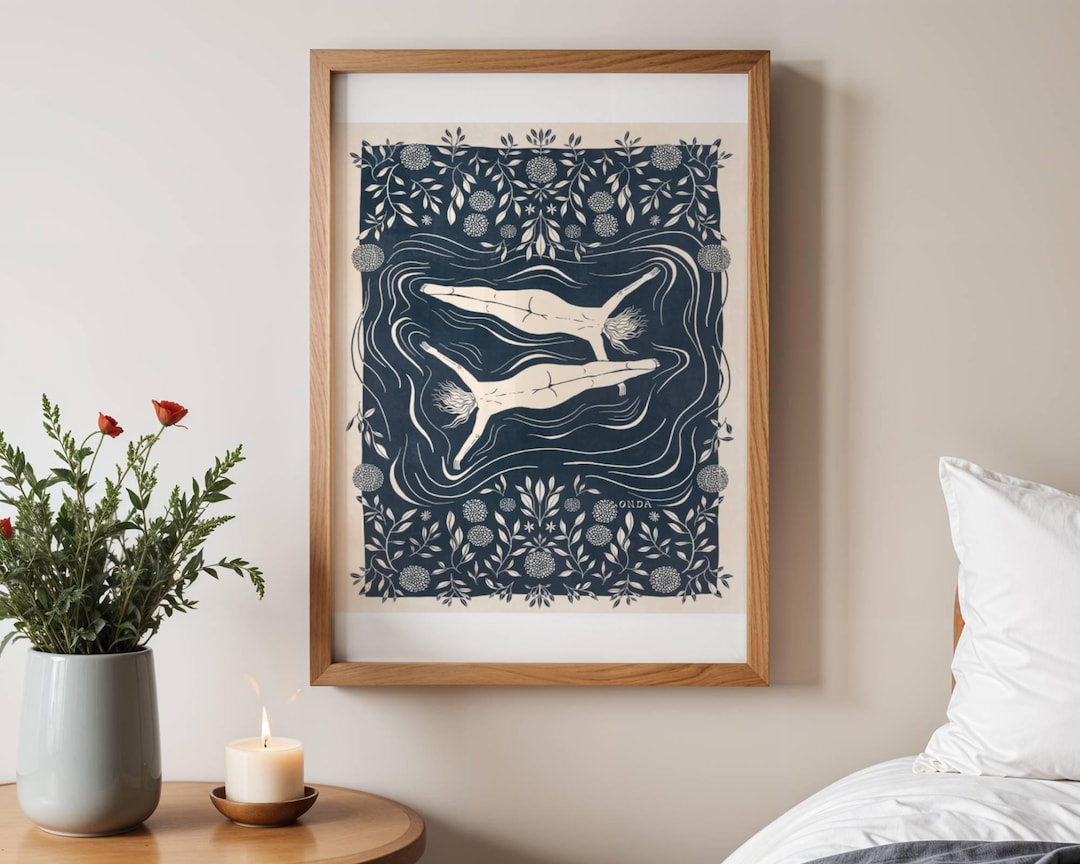Wild Swimming Art Print – Boho Ocean Illustration, Minimalist Decor - Etsy