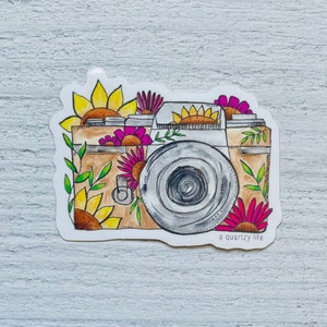 Flower Camera Sticker | Photographer Sticker | Vintage Camera Decal