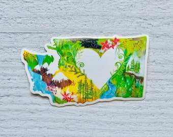 Washington State Sticker| PNW Decal | Upper Left Bumper Sticker