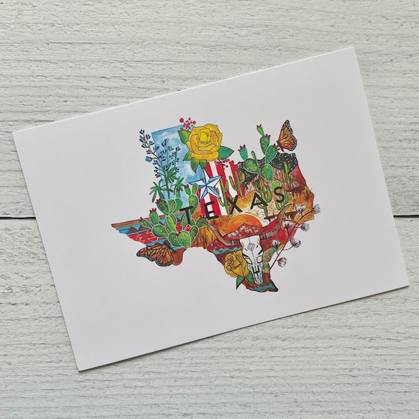 Texas Card | Texas Southern Souvenir | Longhorn Card | Americana Stationary