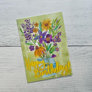 Cartão de buquê de feliz aniversário
