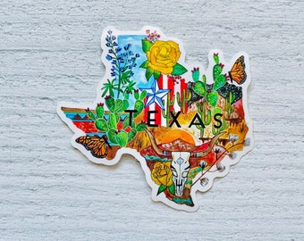 Texas Sticker | Texas State Decal | Texas Sticker for Laptop Water Bottle Car