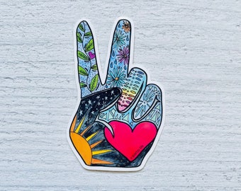 Peace Hand Sticker | Peace Fingers Decal | Hippie Sticker