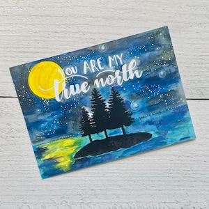 Carte d'amour True North | Carte amour nature lac forêt