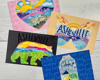 Asheville Postcards Set | Cute Asheville Postcards | 4x6 Fun Postcards