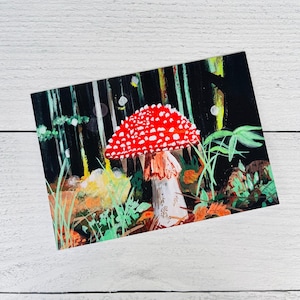 Humeurige Paddestoel in Bos Wenskaart | Natuurkaart Art Print